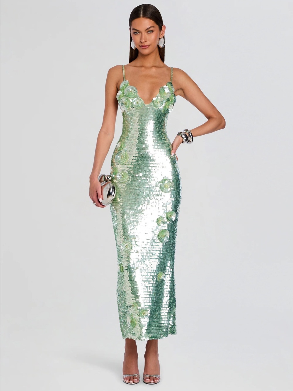 Retrofete Ines Sequin Dress in Pistachio
